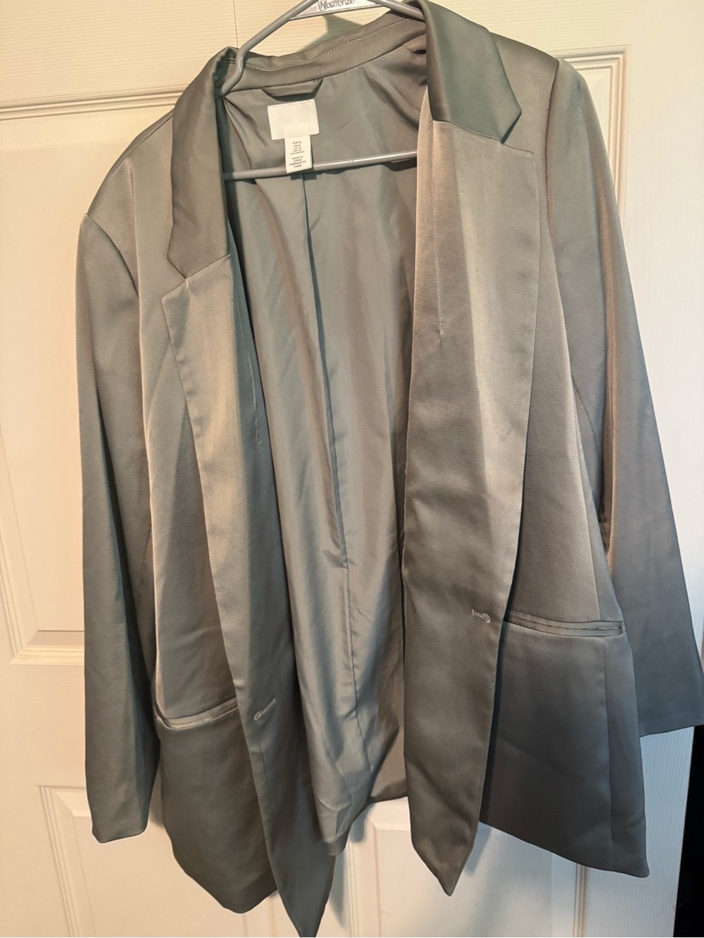 H&M Satin-Style Open Front Blazer Jacket - Gray
